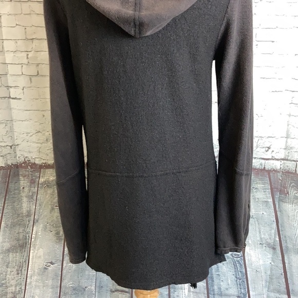 Free People Coat Black Drippy Wool Jacket S Asymmetrical Granola  Boho Festival - Picture 13 of 16